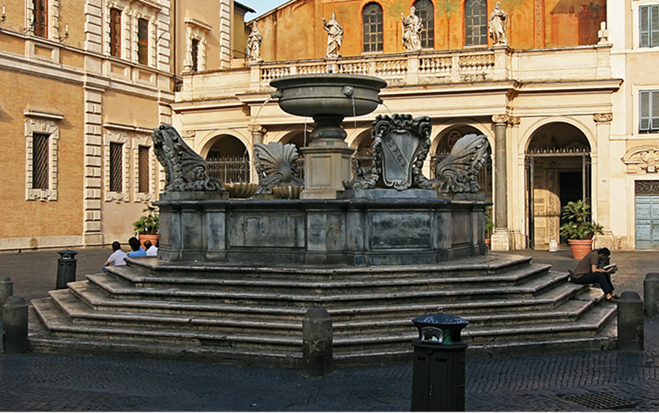 Se especula que esta fuente es la más antigua y fue la primera en la Plaza de Santa María en Trastévere.

Está situada delante de la Iglesia de Santa Maria in Trastevere.

Fue elaborada por Donato Bramante, culminado por Carlo Fontana y Gian Lorenzo Bernini.